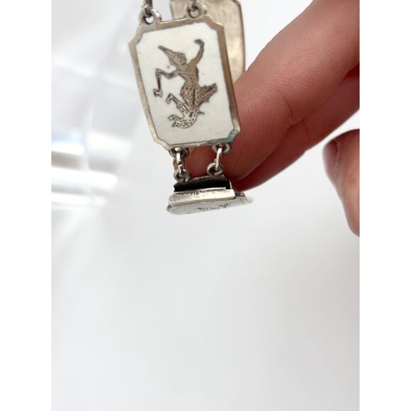 Siam Sterling Silver White Rectangular Paneled Thai 1930's 925 Vintage Bracelet - Picture 8 of 9